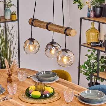 Ripoll lampa wisząca, kula świetlna, lampa wisząca kolory naturalne, czarny, 3-punktowe