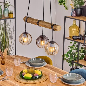 Koyoto lampa wisząca, kula świetlna, lampa wisząca kolory naturalne, czarny, 3-punktowe