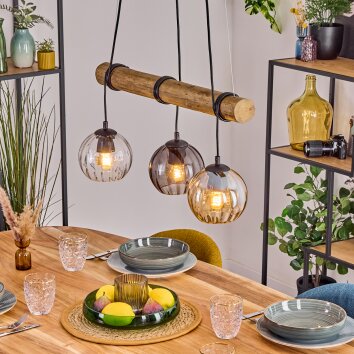 Koyoto lampa wisząca, kula świetlna, lampa wisząca kolory naturalne, czarny, 3-punktowe
