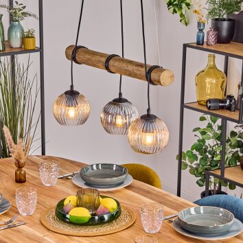 Koyoto lampa wisząca, kula świetlna, lampa wisząca kolory naturalne, czarny, 3-punktowe