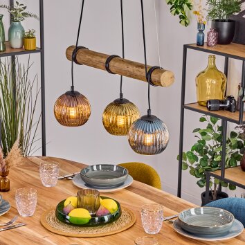 Koyoto lampa wisząca, kula świetlna, lampa wisząca kolory naturalne, czarny, 3-punktowe