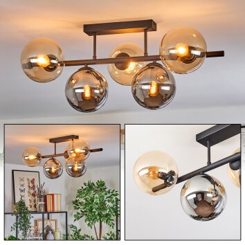 Gastor Lampa sufitowa, Kula świetlna W kolorze bursztynu, Przydymiony, 5-punktowe Gastor Lampa sufitowa, Kula świetlna W kolorze bursztynu, Przydymiony, 5-punktowe