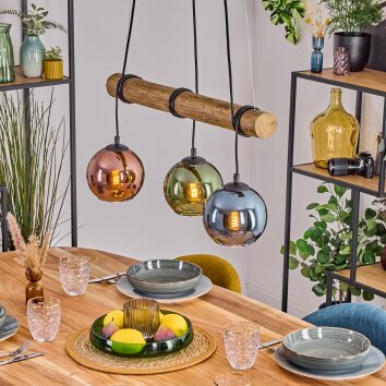 Koyoto lampa wisząca, kula świetlna, lampa wisząca kolory naturalne, czarny, 3-punktowe