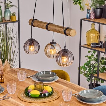 Koyoto lampa wisząca, kula świetlna, lampa wisząca kolory naturalne, czarny, 3-punktowe