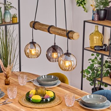 Koyoto lampa wisząca, kula świetlna, lampa wisząca kolory naturalne, czarny, 3-punktowe