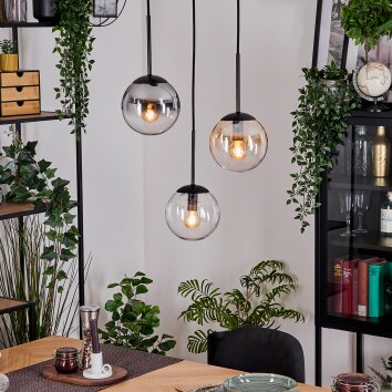 Gastor Lampa wisząca, Kula świetlna, Lampa wisząca W kolorze bursztynu, Przezroczysty, Przydymiony, 3-punktowe Gastor Lampa wisząca, Kula świetlna, Lampa wisząca W kolorze bursztynu, Przezroczysty, Przydymiony, 3-punktowe