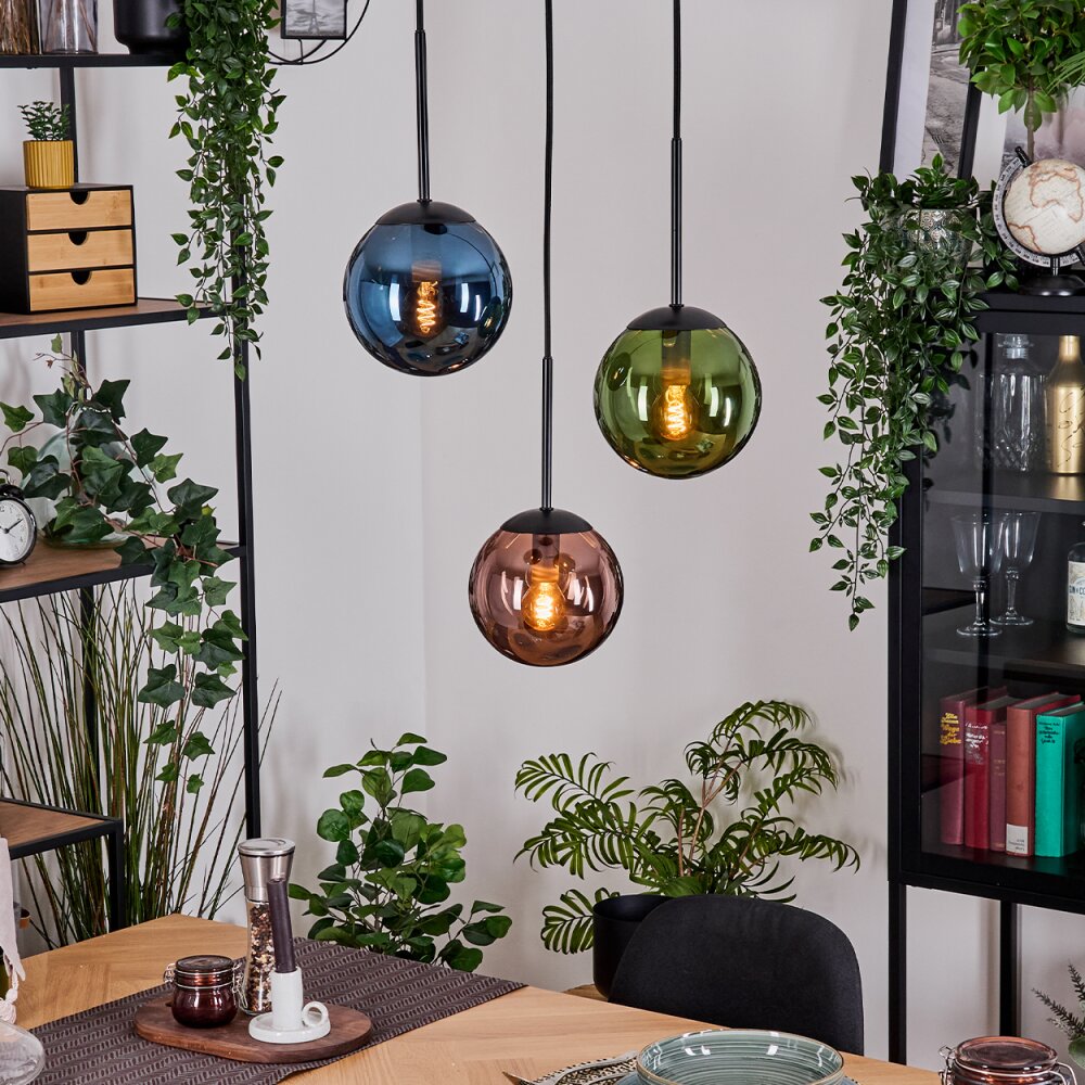 Gastor Lampa wisząca, Kula świetlna, Lampa wisząca Niebeieski, Zielony, W kolorze miedzi, 3-punktowe main product photo