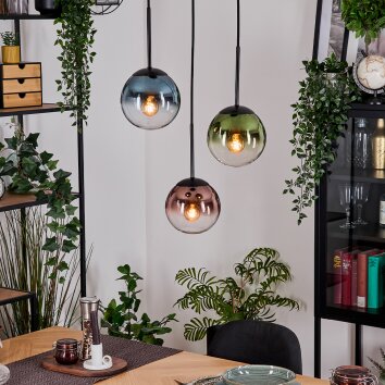 Gastor Lampa wisząca, Kula świetlna, Lampa wisząca Niebeieski, Zielony, Przezroczysty, W kolorze miedzi, 3-punktowe