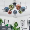 Koyoto lampa sufitowa, kula świetlna 82 cm niebeieski, zielony, miedziany, 7-punktowe