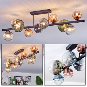Chehalis Lampa sufitowa, Kula świetlna Niebeieski, Zielony, Przezroczysty, W kolorze miedzi, 10-punktowe