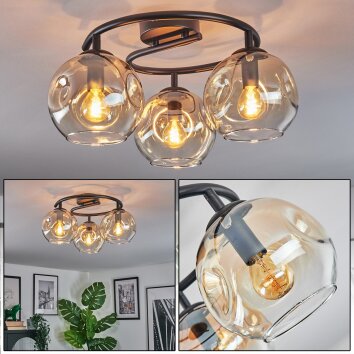 Ripoll Lampa sufitowa, Kula świetlna W kolorze bursztynu, Przezroczysty, 3-punktowe Ripoll Lampa sufitowa, Kula świetlna W kolorze bursztynu, Przezroczysty, 3-punktowe