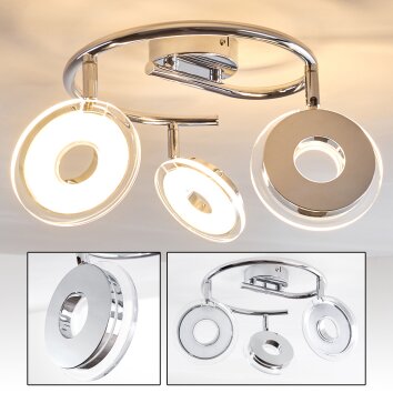 Prag lampy sufitowe listwy LED Chrom, 3-punktowe Prag lampy sufitowe listwy LED Chrom, 3-punktowe