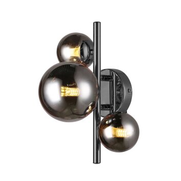 WOFI VILLA Lampa ścienna Chrom, Czarny, 3-punktowe