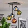 Koyoto lampa sufitowa, kula świetlna niebeieski, zielony, miedziany, 5-punktowe
