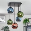 Koyoto lampa sufitowa, kula świetlna niebeieski, zielony, miedziany, 5-punktowe