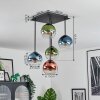 Koyoto lampa sufitowa, kula świetlna niebeieski, zielony, przezroczysty, miedziany, 5-punktowe