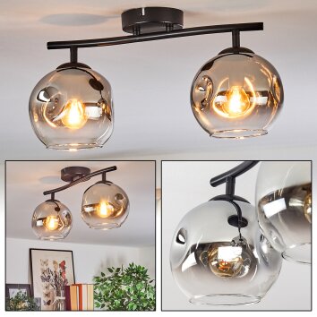 Ripoll lampa sufitowa, kula świetlna chrom, przezroczysty, przydymiony, 2-punktowe
