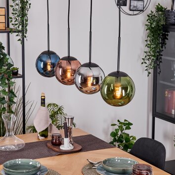 Gastor lampa wisząca, kula świetlna, lampa wisząca niebeieski, chrom, zielony, miedziany, przydymiony, 4-punktowe