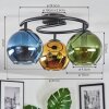 Koyoto lampa sufitowa, kula świetlna 37 cm niebeieski, złoty, zielony, 3-punktowe