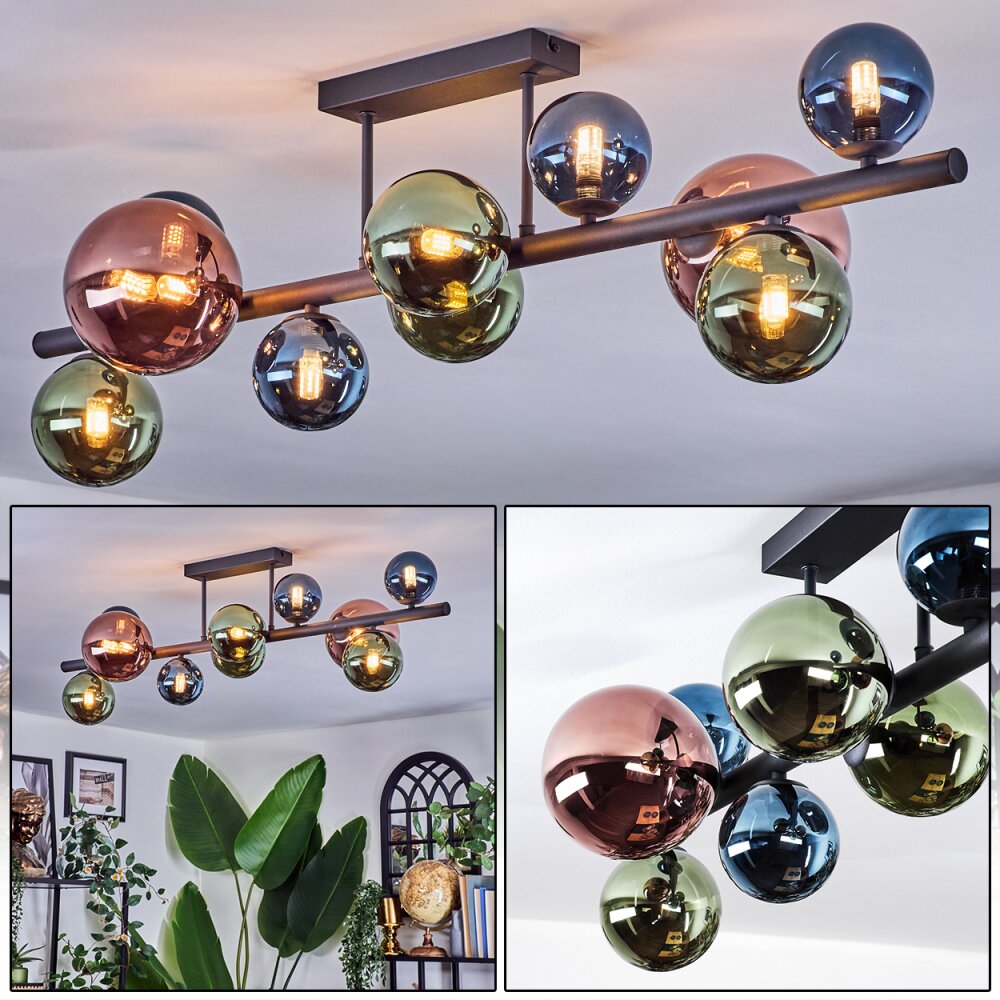 Chehalis Lampa sufitowa, Kula świetlna Niebeieski, Zielony, W kolorze miedzi, 10-punktowe main product photo