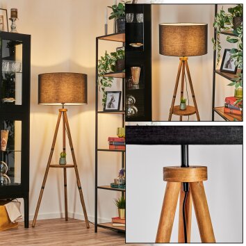 Flemming lampa stojąca brązowy, kolory naturalne, czarny, 1-punktowy
