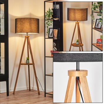 Flemming Lampa stojąca Ciemne drewno, Czarny, 1-punktowy Flemming Lampa stojąca Ciemne drewno, Czarny, 1-punktowy