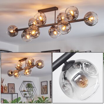 Ripoll lampa sufitowa, kula świetlna przezroczysty, przydymiony, 10-punktowe