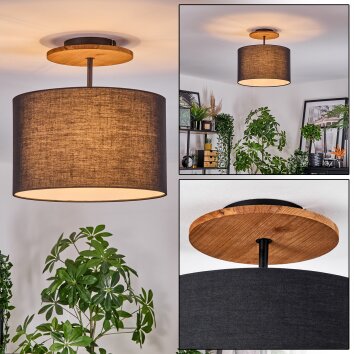 Bassagoda lampa sufitowa kolory naturalne, czarny, 1-punktowy