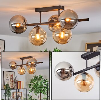 Gastor Lampa sufitowa, Kula świetlna W kolorze bursztynu, Przydymiony, 5-punktowe