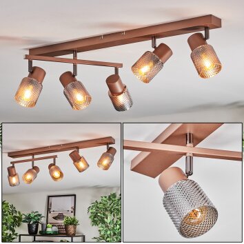 Nelar Lampa sufitowa, Spot sufitowy Brązowy, Chrom, 5-punktowe