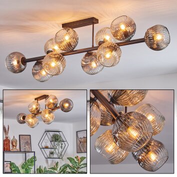 Ripoll lampa sufitowa, kula świetlna bursztynowy, przezroczysty, przydymiony, 10-punktowe