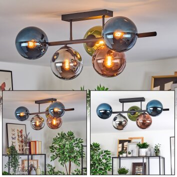 Gastor lampa sufitowa, kula świetlna niebeieski, chrom, zielony, miedziany, przydymiony, 5-punktowe