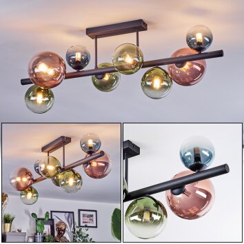 Chehalis Lampa sufitowa, Kula świetlna Niebeieski, Zielony, Przezroczysty, W kolorze miedzi, 8-punktowe