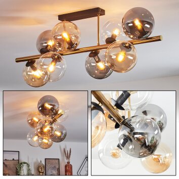 Gastor lampa sufitowa, kula świetlna złoty, czarny, 8-punktowe