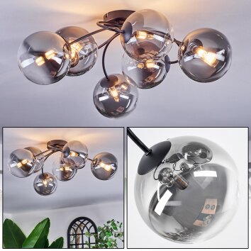 Chehalis lampa sufitowa, kula świetlna 64 cm przezroczysty, przydymiony, 6-punktowe