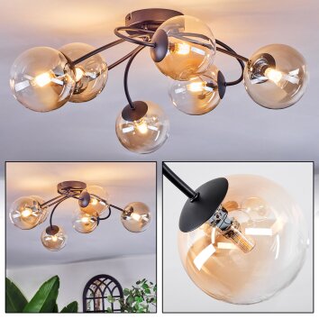 Chehalis Lampa sufitowa, Kula świetlna 58 cm W kolorze bursztynu, Przezroczysty, 6-punktowe