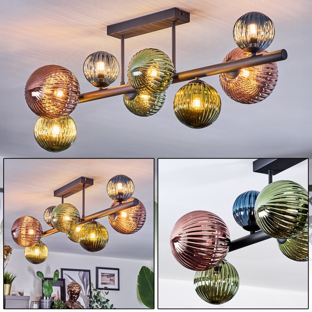 Chehalis Lampa sufitowa, Kula świetlna Niebeieski, Zielony, W kolorze miedzi, 8-punktowe main product photo