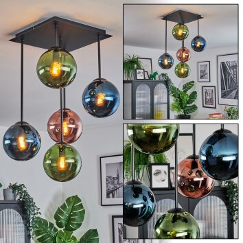Gastor lampa sufitowa, kula świetlna niebeieski, zielony, miedziany, 5-punktowe
