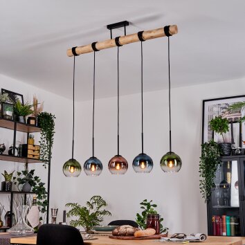 Koyoto lampa wisząca, kula świetlna, lampa wisząca kolory naturalne, czarny, 5-punktowe