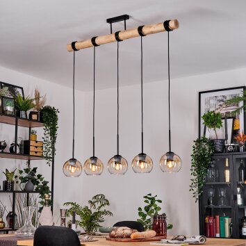 Koyoto lampa wisząca, kula świetlna, lampa wisząca kolory naturalne, czarny, 5-punktowe