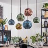Ripoll lampa wisząca, kula świetlna, lampa wisząca niebeieski, złoty, zielony, miedziany, 6-punktowe