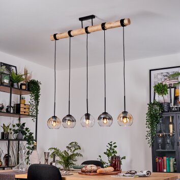 Koyoto lampa wisząca, kula świetlna, lampa wisząca kolory naturalne, czarny, 5-punktowe