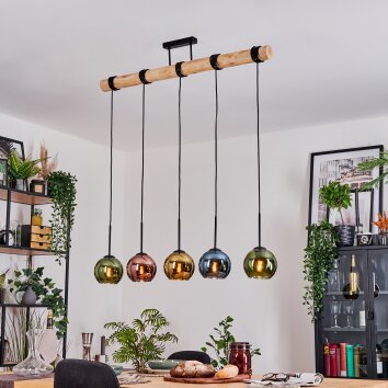 Koyoto Lampa wisząca, Kula świetlna, Lampa wisząca Ecru, Czarny, 5-punktowe