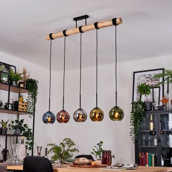 Koyoto Lampa wisząca, Kula świetlna, Lampa wisząca Ecru, Czarny, 5-punktowe