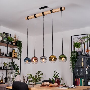 Koyoto Lampa wisząca, Kula świetlna, Lampa wisząca Ecru, Czarny, 5-punktowe