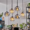 Koyoto lampa wisząca, kula świetlna, lampa wisząca bursztynowy, przezroczysty, przydymiony, 6-punktowe