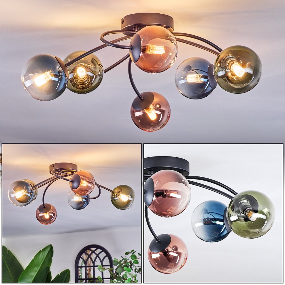 Chehalis Lampa sufitowa, Kula świetlna Niebeieski, Zielony, Przezroczysty, W kolorze miedzi, 6-punktowe main product photo