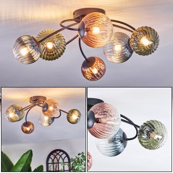 Chehalis Lampa sufitowa, Kula świetlna Niebeieski, Zielony, Przezroczysty, W kolorze miedzi, 6-punktowe