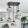 Ripoll lampa sufitowa, kula świetlna chrom, przezroczysty, przydymiony, 5-punktowe