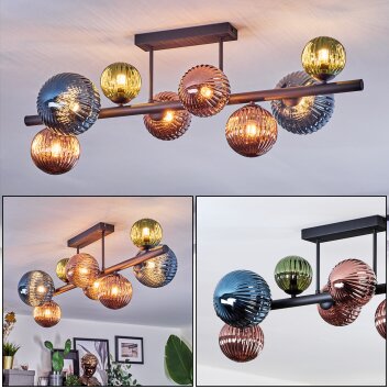 Chehalis lampa sufitowa, kula świetlna niebeieski, zielony, miedziany, 8-punktowe